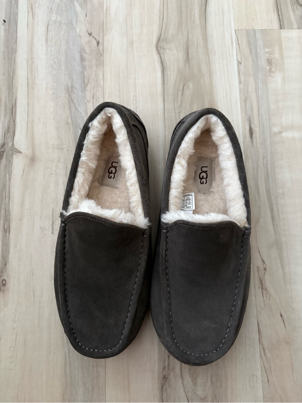 UGG Men's Brown Suede Shearling-Lined Slip-On Loafers